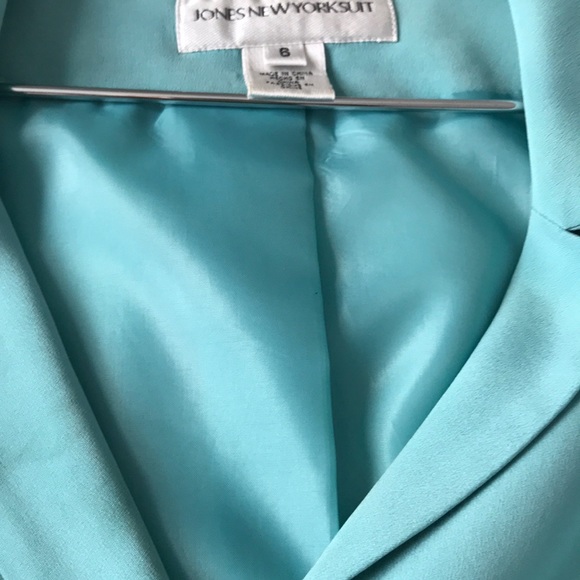 Robin egg blue color:Jones New York silk skirt suit sz 6 - Picture 7 of 7
